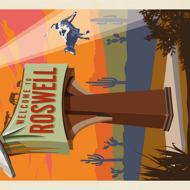 Roswell, New Mexico, Vintage Poster 1000 Jigsaw Puzzle 3D Modell