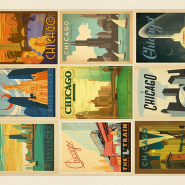 Chicago: Multi-Image Print - Edition 1, Vintage Poster 1000 Jigsaw Puzzle 3D Modell