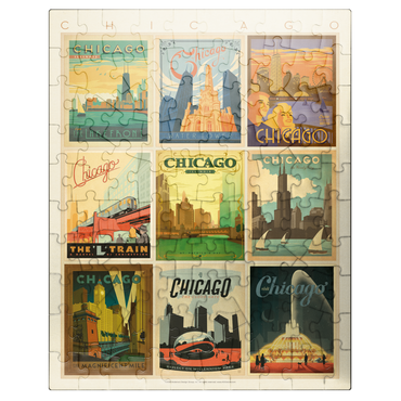 puzzleplate Chicago: Multi-Image Print - Edition 1, Vintage Poster 100 Jigsaw Puzzle