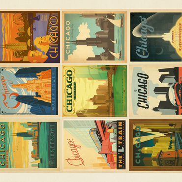Chicago: Multi-Image Print - Edition 1, Vintage Poster 100 Jigsaw Puzzle 3D Modell