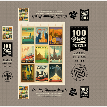 Chicago: Multi-Image Print - Edition 1, Vintage Poster 100 Jigsaw Puzzle box 3D Modell