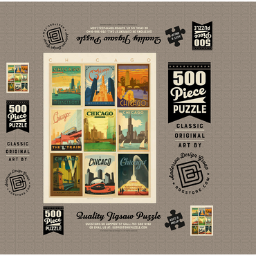 Chicago: Multi-Image Print - Edition 1, Vintage Poster 500 Jigsaw Puzzle box 3D Modell