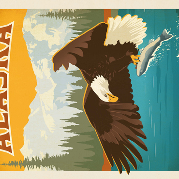 Alaska: Eagle, Vintage Poster 500 Jigsaw Puzzle 3D Modell