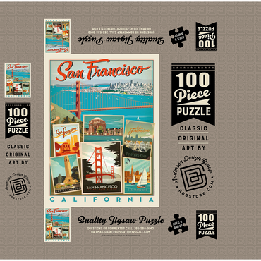 San Francisco: Multi-Image Collage Print, Vintage Poster 100 Jigsaw Puzzle box 3D Modell