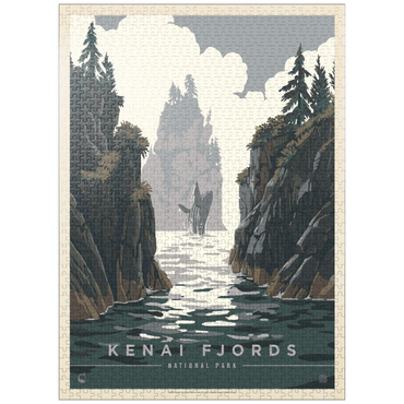 puzzleplate Kenai Fjords National Park: Whale Watching, Vintage Poster 1000 Jigsaw Puzzle