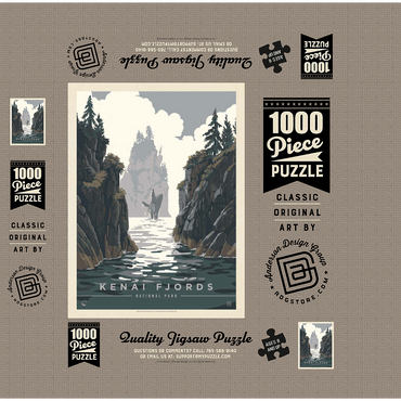 Kenai Fjords National Park: Whale Watching, Vintage Poster 1000 Jigsaw Puzzle box 3D Modell