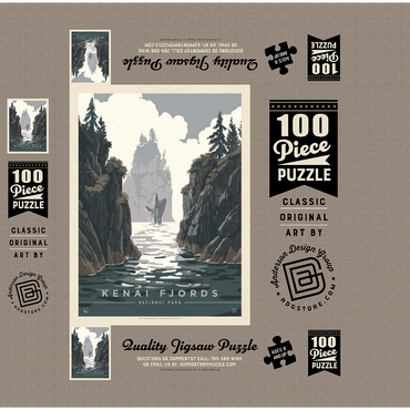 Kenai Fjords National Park: Whale Watching, Vintage Poster 100 Jigsaw Puzzle box 3D Modell