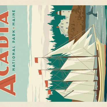 Acadia National Park: Bass Harbor Head, Vintage Poster 1000 Jigsaw Puzzle 3D Modell