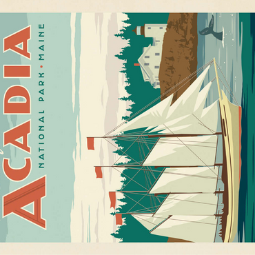 Acadia National Park: Bass Harbor Head, Vintage Poster 100 Jigsaw Puzzle 3D Modell