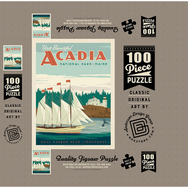 Acadia National Park: Bass Harbor Head, Vintage Poster 100 Jigsaw Puzzle box 3D Modell