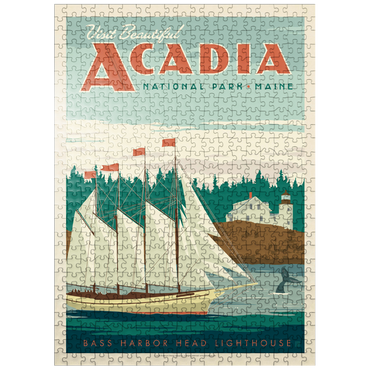 puzzleplate Acadia National Park: Bass Harbor Head, Vintage Poster 500 Jigsaw Puzzle