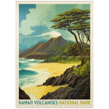 puzzleplate Hawai'i Volcanoes National Park: Lava In The Lagoon, Vintage Poster 1000 Jigsaw Puzzle
