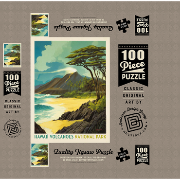 Hawai'i Volcanoes National Park: Lava In The Lagoon, Vintage Poster 100 Jigsaw Puzzle box 3D Modell