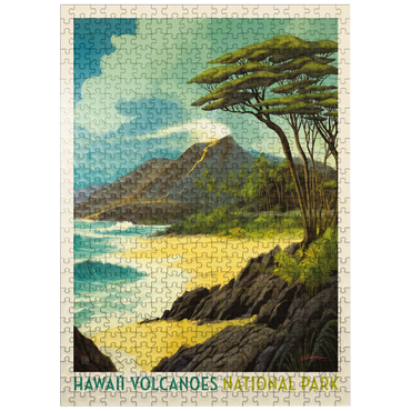 puzzleplate Hawai'i Volcanoes National Park: Lava In The Lagoon, Vintage Poster 500 Jigsaw Puzzle