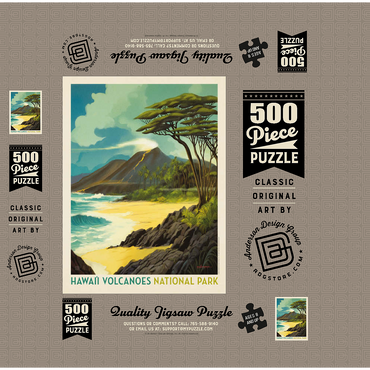 Hawai'i Volcanoes National Park: Lava In The Lagoon, Vintage Poster 500 Jigsaw Puzzle box 3D Modell
