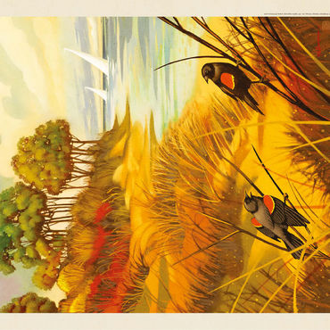 Indiana Dunes National Park: Red-winged Blackbirds, Vintage Poster 100 Jigsaw Puzzle 3D Modell