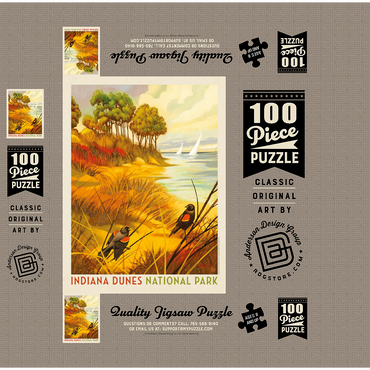 Indiana Dunes National Park: Red-winged Blackbirds, Vintage Poster 100 Jigsaw Puzzle box 3D Modell