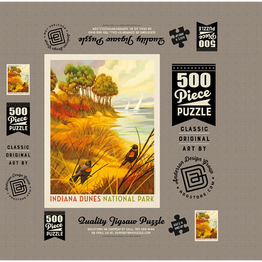 Indiana Dunes National Park: Red-winged Blackbirds, Vintage Poster 500 Jigsaw Puzzle box 3D Modell