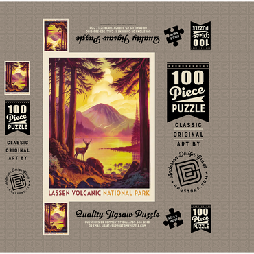 Lassen Volcanic National Park: Morning Mist, Vintage Poster 100 Jigsaw Puzzle box 3D Modell