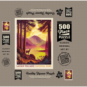Lassen Volcanic National Park: Morning Mist, Vintage Poster 500 Jigsaw Puzzle box 3D Modell