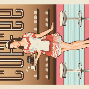 Coffee: Classic American Diner, Vintage Poster 1000 Jigsaw Puzzle 3D Modell