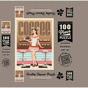 Coffee: Classic American Diner, Vintage Poster 100 Jigsaw Puzzle box 3D Modell