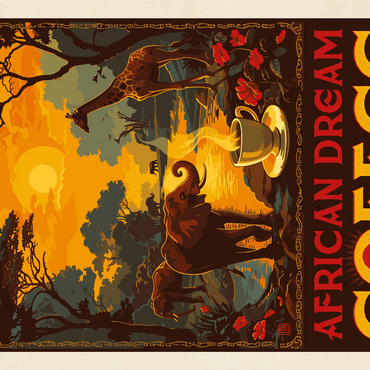 African Dream Coffee, Vintage Poster 1000 Jigsaw Puzzle 3D Modell