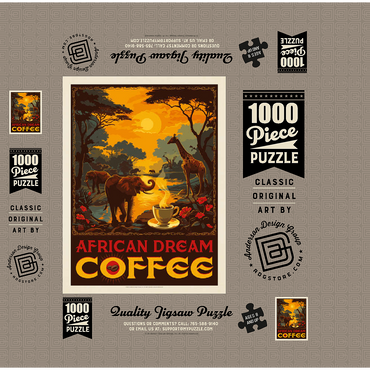 African Dream Coffee, Vintage Poster 1000 Jigsaw Puzzle box 3D Modell
