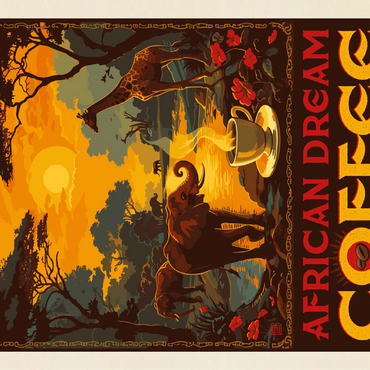 African Dream Coffee, Vintage Poster 100 Jigsaw Puzzle 3D Modell