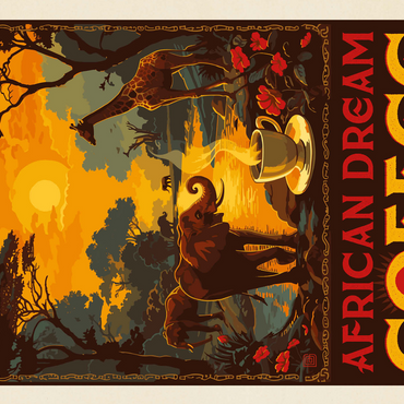 African Dream Coffee, Vintage Poster 500 Jigsaw Puzzle 3D Modell