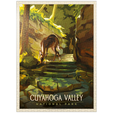 puzzleplate Cuyahoga Valley National Park: Daybreak Deer, Vintage Poster 1000 Jigsaw Puzzle