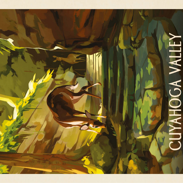 Cuyahoga Valley National Park: Daybreak Deer, Vintage Poster 100 Jigsaw Puzzle 3D Modell