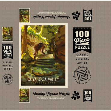 Cuyahoga Valley National Park: Daybreak Deer, Vintage Poster 100 Jigsaw Puzzle box 3D Modell
