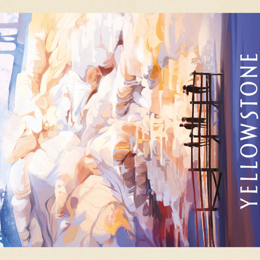 Yellowstone National Park: Mammoth Hot Springs Terraces, Vintage Poster 100 Jigsaw Puzzle 3D Modell