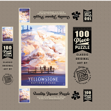 Yellowstone National Park: Mammoth Hot Springs Terraces, Vintage Poster 100 Jigsaw Puzzle box 3D Modell