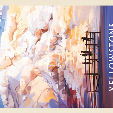 Yellowstone National Park: Mammoth Hot Springs Terraces, Vintage Poster 500 Jigsaw Puzzle 3D Modell