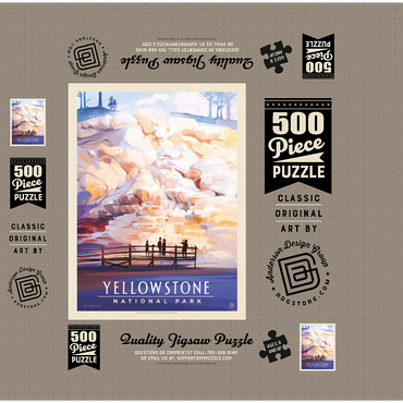 Yellowstone National Park: Mammoth Hot Springs Terraces, Vintage Poster 500 Jigsaw Puzzle box 3D Modell