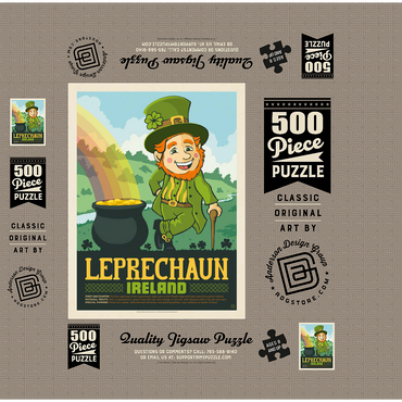 Mythical Creatures: Leprechaun (Ireland), Vintage Poster 500 Jigsaw Puzzle box 3D Modell