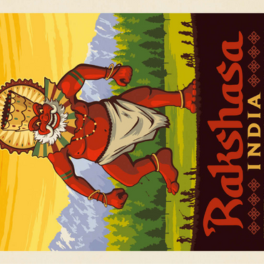 Mythical Creatures: Rakshasa (India), Vintage Poster 100 Jigsaw Puzzle 3D Modell