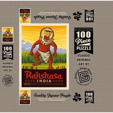 Mythical Creatures: Rakshasa (India), Vintage Poster 100 Jigsaw Puzzle box 3D Modell