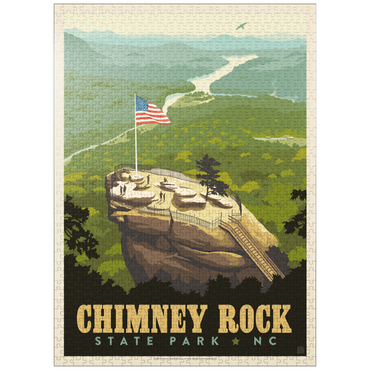 puzzleplate Chimney Rock State Park, NC, Vintage Poster 1000 Jigsaw Puzzle