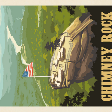 Chimney Rock State Park, NC, Vintage Poster 100 Jigsaw Puzzle 3D Modell