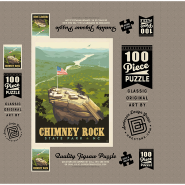 Chimney Rock State Park, NC, Vintage Poster 100 Jigsaw Puzzle box 3D Modell