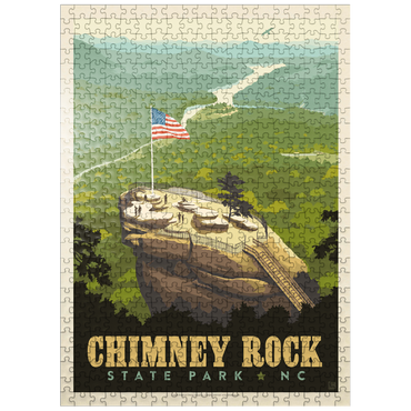 puzzleplate Chimney Rock State Park, NC, Vintage Poster 500 Jigsaw Puzzle