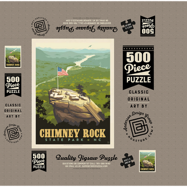 Chimney Rock State Park, NC, Vintage Poster 500 Jigsaw Puzzle box 3D Modell