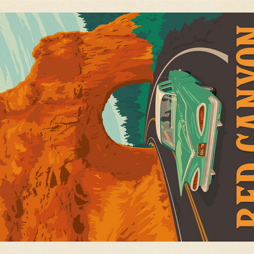 Red Canyon, Utah, Vintage Poster 1000 Jigsaw Puzzle 3D Modell