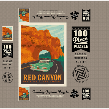 Red Canyon, Utah, Vintage Poster 100 Jigsaw Puzzle box 3D Modell