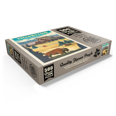 Yellowstone National Park: Old Faithful Inn Bisons, Vintage Poster 500 Jigsaw Puzzle box view1