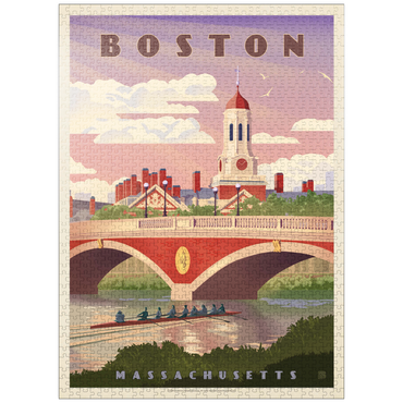 puzzleplate Boston: Anderson Memorial Bridge, Vintage Poster 1000 Jigsaw Puzzle