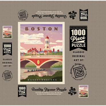 Boston: Anderson Memorial Bridge, Vintage Poster 1000 Jigsaw Puzzle box 3D Modell